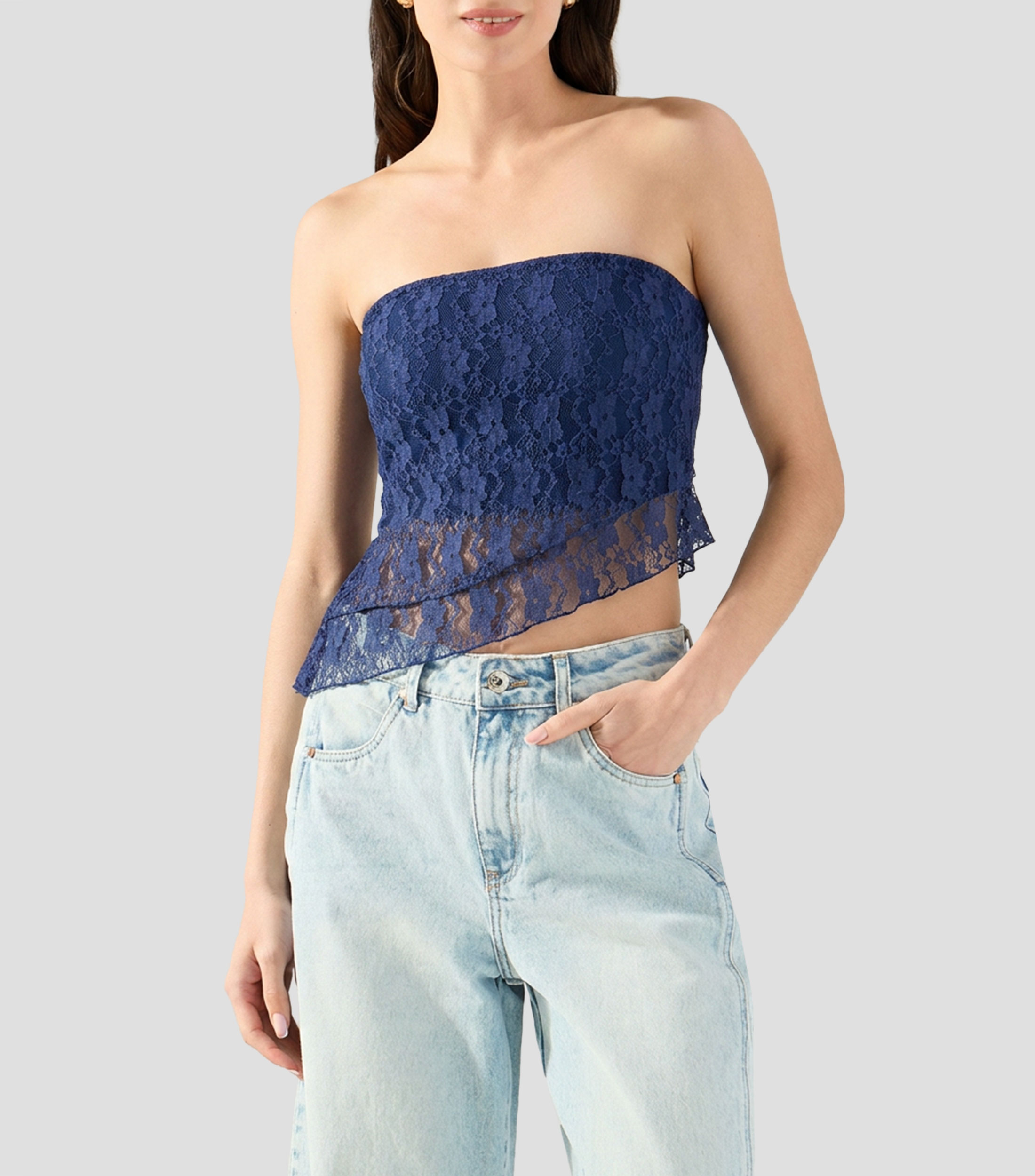 Top cuello strapless sin mangas fantasía Mujer